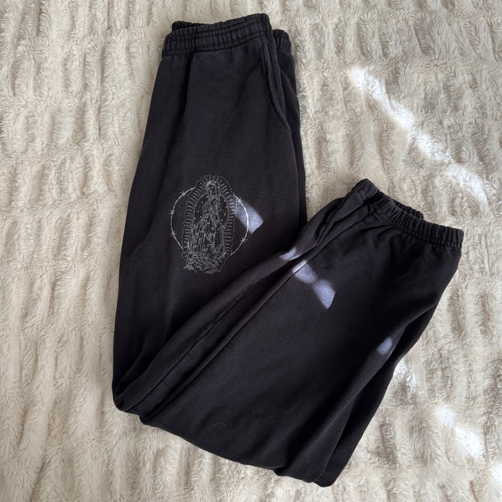Unisex Black Graphic Joggers